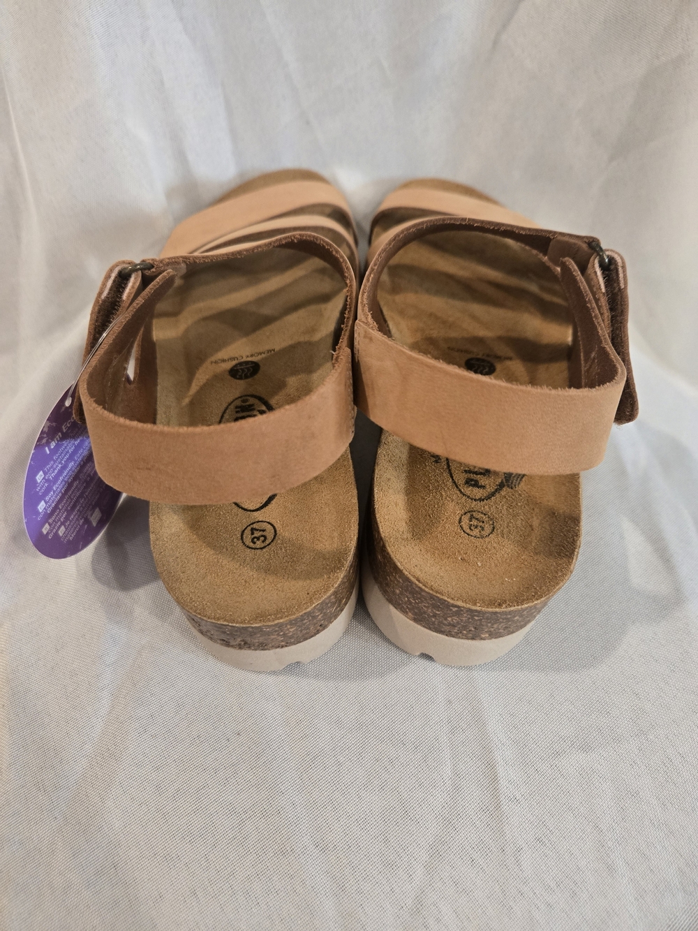 New PLAKTON Women's Strappy Tan Platform Sandals - Picture 3 of 6